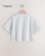 NEXT GREY SEQUIN HEART OVERSIZE T-SHIRT