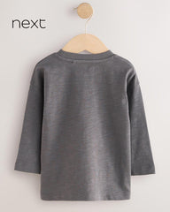 NEXT GREY SLOGAN PRINT LONG SLEEVE T-SHIRT