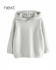 NEXT LIGHT GREY TEXTURED HOODED JUMPER