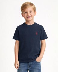 BRANDED MIDNIGHT BLUE WAFFLE KNIT T-SHIRT