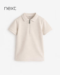 NEXT NATURAL ZIP NECK SHORT SLEEVE POLO SHIRT
