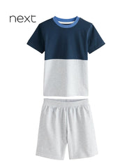 NEXT NAVY REGULAR FIT T-SHIRT WITH SHORT SET-011