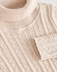 NEXT OATMEAL CABLE KNIT HIGH NECK JUMPER