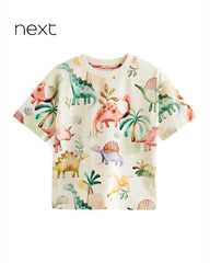 NEXT OFF WHITE DINO PRINTED SHORT SLEEVE T-SHIRT