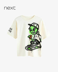 NEXT OFF WHITE GRAFFITI ALIEN T-SHIRT