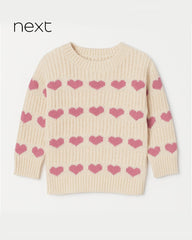NEXT OFF WHITE HEARTS KNITTED SWEATER