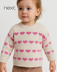 NEXT OFF WHITE HEARTS KNITTED SWEATER
