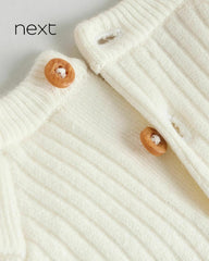 NEXT OFF WHITE KNITTED RUFFLE DETAILED JUMPER