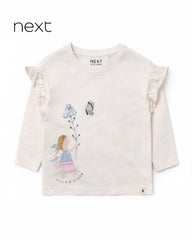 NEXT OFF WHITE SPRING BLOOM FRILL LONG SLEEVE T-SHIRT