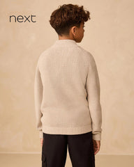 NEXT OFF WHITE UTILITY ZIP NEXT KNITTED JUMPER