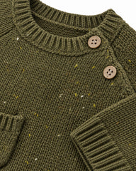 NEXT OLIVE GREEN KIDS BUTTON DETAIL KNITTED SWEATER