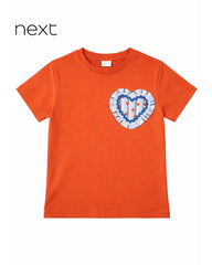 NEXT ORANGE HEART PATCH SHORT SLEEVE T-SHIRT