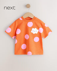 NEXT ORANGE POLKA DOT SHORT SLEEVE T-SHIRT