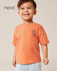 NEXT ORANGE SMILE FACE SHORT SLEEVE T-SHIRT