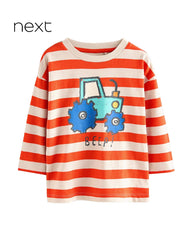 NEXT ORANGE STRIPED PRINTED LONG SLEEVE T-SHIRT