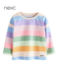 NEXT PASTEL RAINBOW STRIPE LONG SLEEVE T-SHIRT