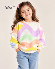 NEXT PASTEL RAINBOW WAVE PRINT OVERSIZED SWEATSHIRT
