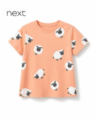 NEXT PEACH SHEEP PRINTED SHORT SLEEVE T-SHIRT