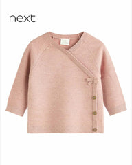 NEXT PINK BABY KNITTED WRAP SWEATER