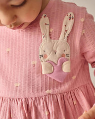 NEXT PINK BUNNY LONG SLEEVE SMBELLISHED DRESS