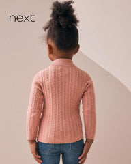 NEXT PINK CABLE KNIT HIGH NECK JUMPER