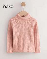 NEXT PINK CABLE KNIT HIGH NECK JUMPER