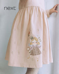 NEXT PINK FAIRY LONG SLEEVE SMBELLISHED DRESS