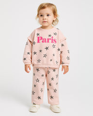 BRANDED PINK PARIS PRINTED SWEATSHIRT WITH TROUSER 2 PCS SET