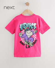 NEXT PINK VENICE BACK PRINT SHORT SLEEVE T-SHIRT