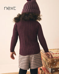 NEXT PURPLE CABLE KNIT HIGH NECK JUMPER