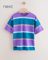 NEXT PURPLE & BLUE STRIPE RELAX FIT T-SHIRT