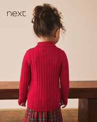 NEXT RED CABLE KNIT HIGH NECK JUMPER