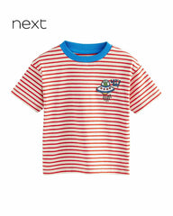 NEXT RED STRIPED LETS GO SHORT SLEEVE T-SHIRT