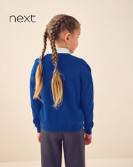 NEXT ROYAL BLUE V-NECK BUTTON UP CARDIGAN WITH BOW POCKETS