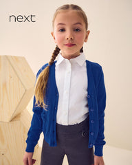 NEXT ROYAL BLUE V-NECK BUTTON UP CARDIGAN WITH BOW POCKETS