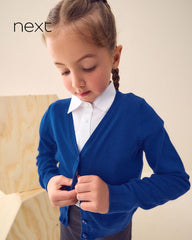 NEXT ROYAL BLUE V-NECK BUTTON UP CARDIGAN WITH BOW POCKETS