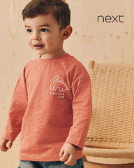 NEXT RUST BROWN DINOSAUR LONG SLEEVE BACK PRINT T-SHIRT