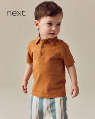 NEXT RUSTY BROWN SHORT SLEEVE POLO T-SHIRT