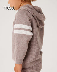 NEXT TAUPE BROWN KNITTED HOODIE