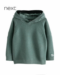 NEXT TEAL BLUE TEXTURED HOODED JUMPER