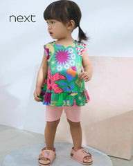 NEXT TROPICAL PRINT PEPLUM TEXTURED BLOUSE