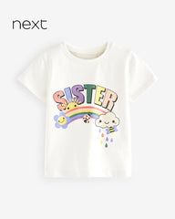 NEXT WHITE COTTON SHORT SLEEVE SISTER T-SHIRT