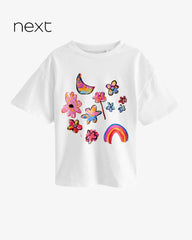 NEXT WHITE OVERSIZED PRINTED SHORT SLEEVE T-SHIRT
