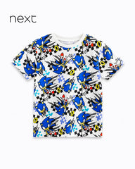 NEXT WHITE SONIC THE HEDGEHOG ALL OVER PRINT T-SHIRT