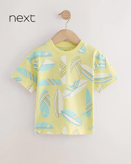 NEXT YELLOW OVERALL PRINTED SHORT SLEEVE T-SHIRT