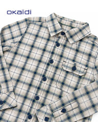 OKAIDI GREEN & NAVY CHECK LONG SLEEVE SHIRT