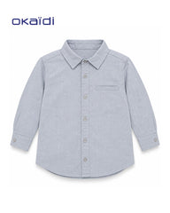 OKAIDI LIGHT BLUE HERRINGBONE LONG SLEEVE SHIRT
