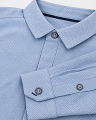OKAIDI LIGHT BLUE MICRO PATTERN LONG SLEEVE SHIRT