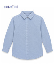OKAIDI LIGHT BLUE MICRO PATTERN LONG SLEEVE SHIRT