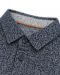 OKAIDI NAVY MICRO PRINT LONG SLEEVE SHIRT